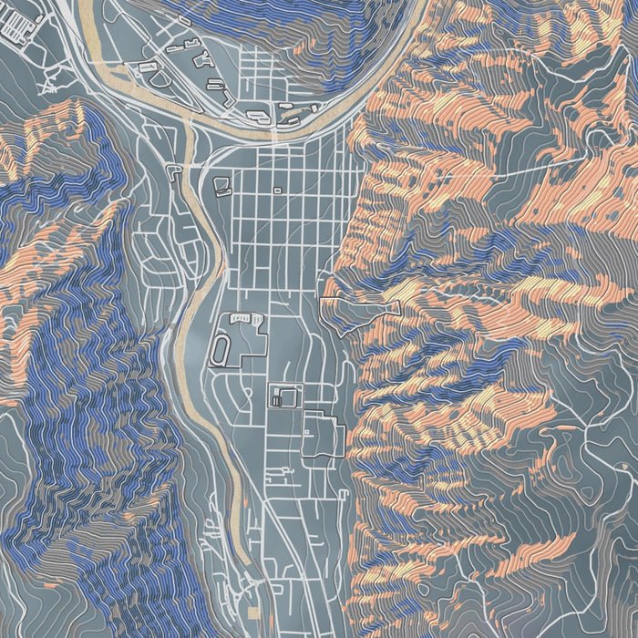 Glenwood Springs Colorado Map Print in Afternoon Style Zoomed In Close Up Showing Details