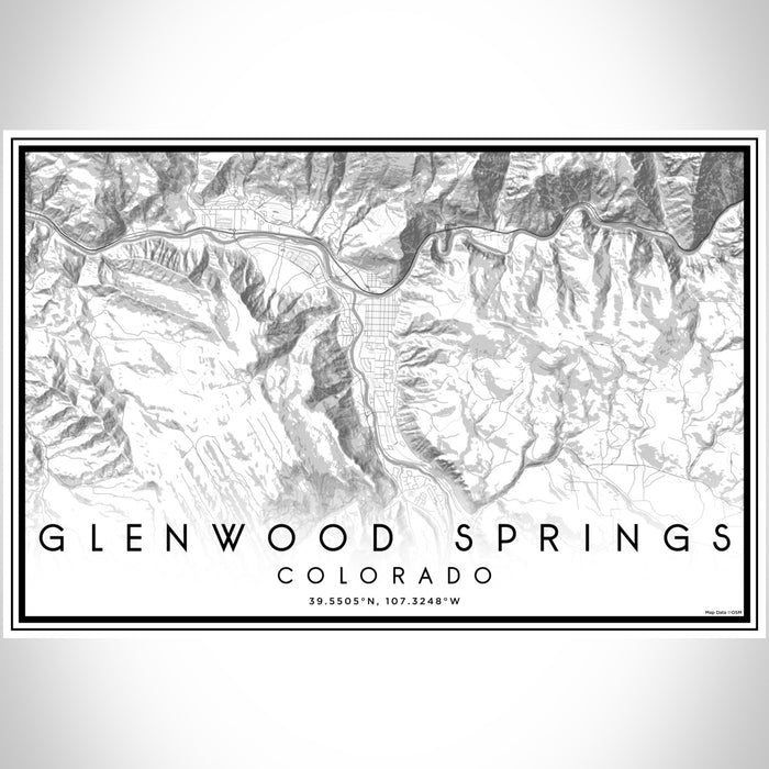 Glenwood Springs Colorado Map Print Landscape Orientation in Classic Style With Shaded Background