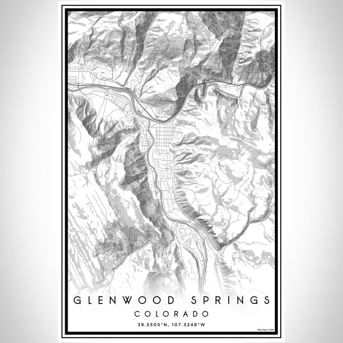 Glenwood Springs Colorado Map Print Portrait Orientation in Classic Style With Shaded Background