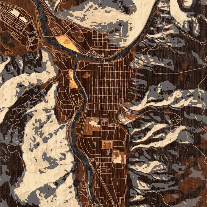 Glenwood Springs Colorado Map Print in Ember Style Zoomed In Close Up Showing Details