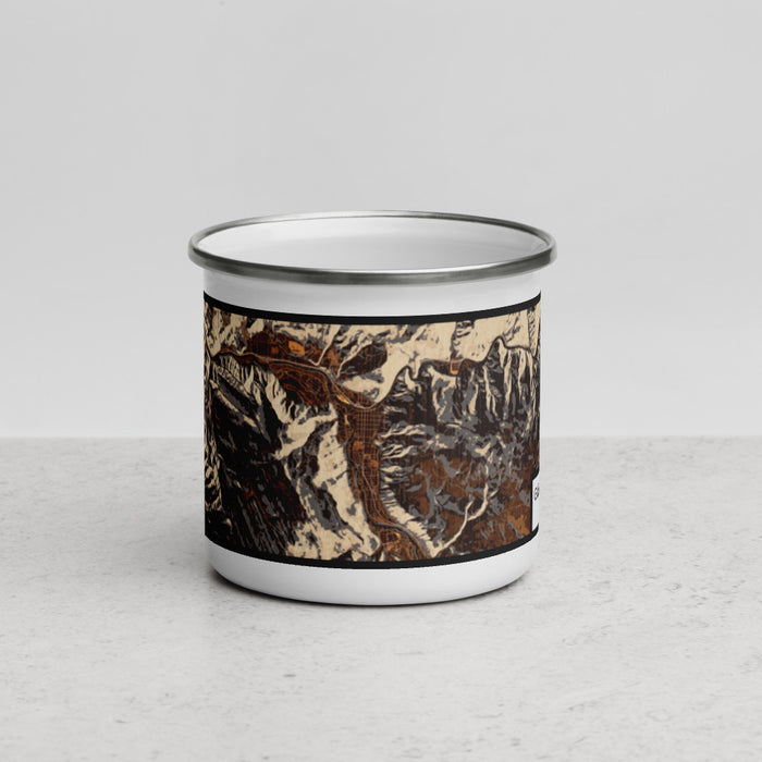 Front View Custom Glenwood Springs Colorado Map Enamel Mug in Ember