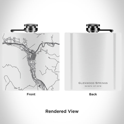 Rendered View of Glenwood Springs Colorado Map Engraving on 6oz Stainless Steel Flask in White