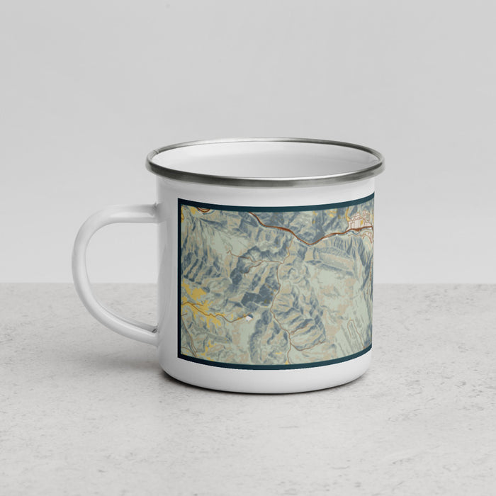 Left View Custom Glenwood Springs Colorado Map Enamel Mug in Woodblock