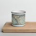 Front View Custom Glenwood Springs Colorado Map Enamel Mug in Woodblock on Cutting Board