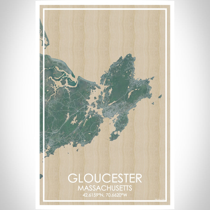 Gloucester Massachusetts Map Print Portrait Orientation in Afternoon Style With Shaded Background