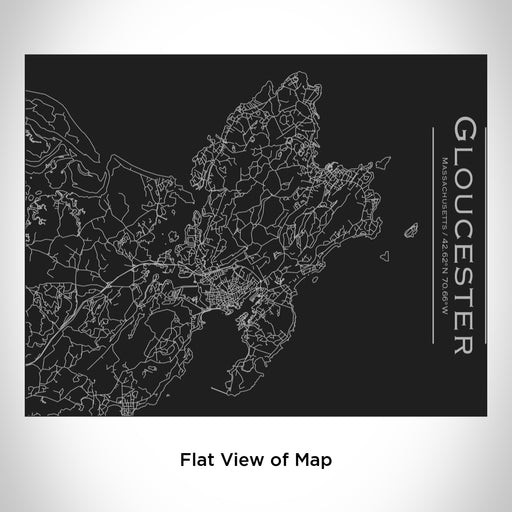 Rendered View of Gloucester Massachusetts Map Engraving on 20oz Stainless Steel Insulated Bottle with Bamboo Top in Black