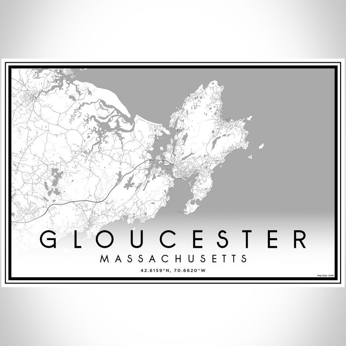 Gloucester Massachusetts Map Print Landscape Orientation in Classic Style With Shaded Background