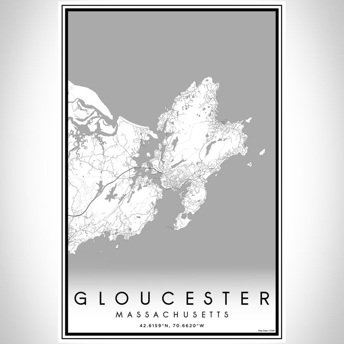 Gloucester Massachusetts Map Print Portrait Orientation in Classic Style With Shaded Background