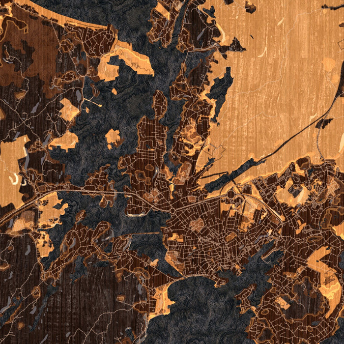 Gloucester Massachusetts Map Print in Ember Style Zoomed In Close Up Showing Details