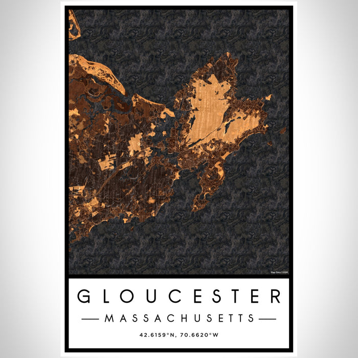 Gloucester Massachusetts Map Print Portrait Orientation in Ember Style With Shaded Background