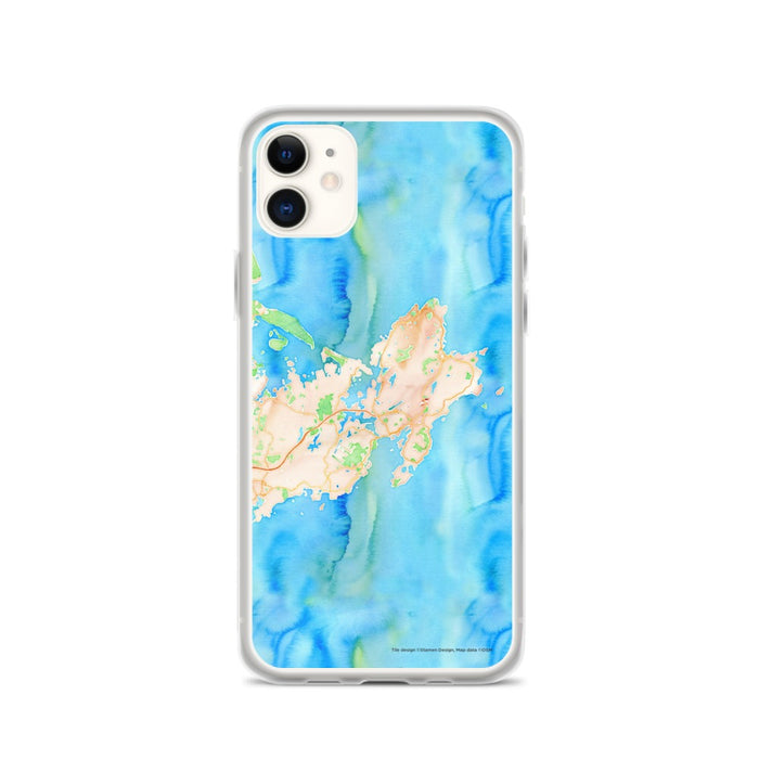 Custom iPhone 11 Gloucester Massachusetts Map Phone Case in Watercolor