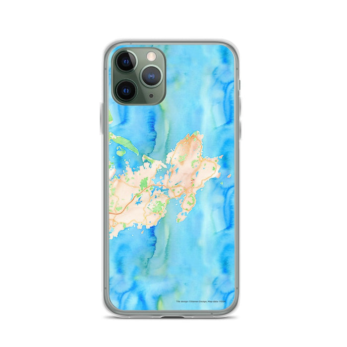 Custom iPhone 11 Pro Gloucester Massachusetts Map Phone Case in Watercolor