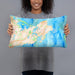Person holding 20x12 Custom Gloucester Massachusetts Map Throw Pillow in Watercolor