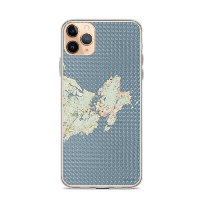 Custom iPhone 11 Pro Max Gloucester Massachusetts Map Phone Case in Woodblock