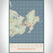 Gloucester Massachusetts Map Print Portrait Orientation in Woodblock Style With Shaded Background