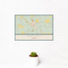 12x18 Godley Texas Map Print Landscape Orientation in Woodblock Style With Small Cactus Plant in White Planter