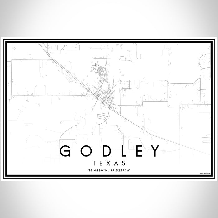 Godley Texas Map Print Landscape Orientation in Classic Style With Shaded Background