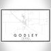 Godley Texas Map Print Landscape Orientation in Classic Style With Shaded Background