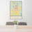 24x36 Goldendale Washington Map Print Portrait Orientation in Woodblock Style Behind 2 Chairs Table and Potted Plant