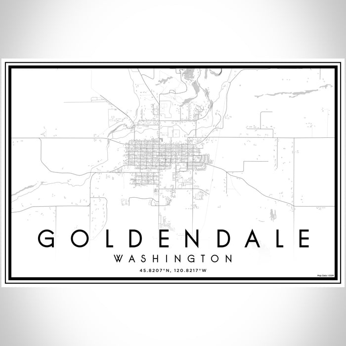 Goldendale Washington Map Print Landscape Orientation in Classic Style With Shaded Background