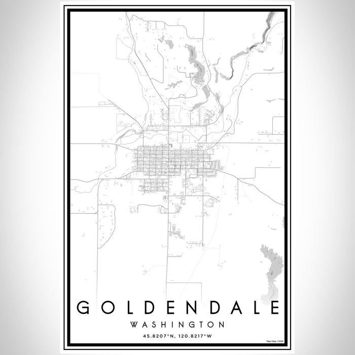 Goldendale Washington Map Print Portrait Orientation in Classic Style With Shaded Background