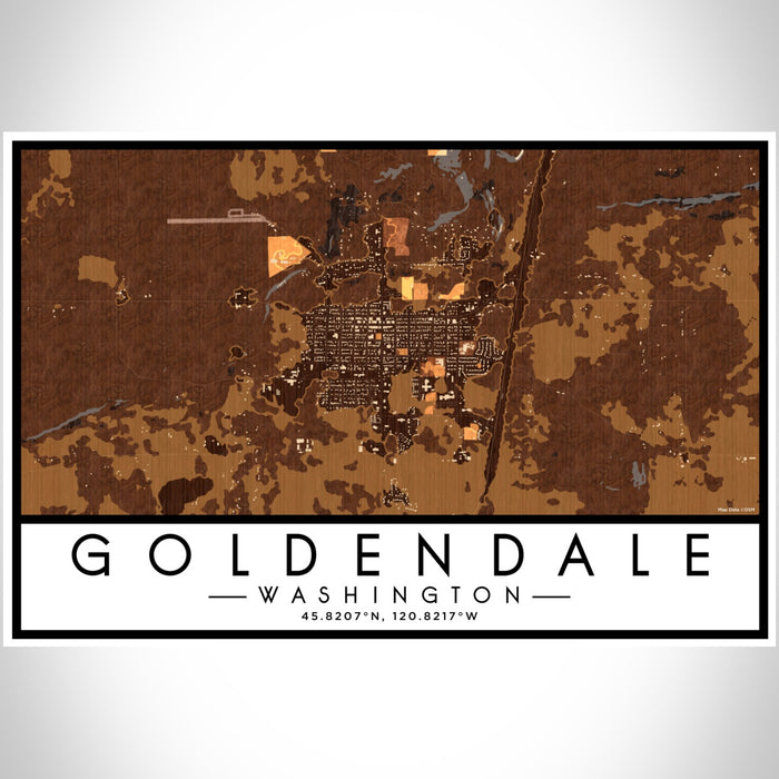 Goldendale Washington Map Print Landscape Orientation in Ember Style With Shaded Background