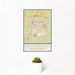 12x18 Goldsboro North Carolina Map Print Portrait Orientation in Woodblock Style With Small Cactus Plant in White Planter