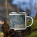 Right View Custom Goldsboro North Carolina Map Enamel Mug in Afternoon on Grass With Trees in Background