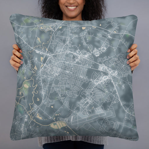 Person holding 22x22 Custom Goldsboro North Carolina Map Throw Pillow in Afternoon