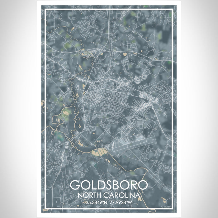 Goldsboro North Carolina Map Print Portrait Orientation in Afternoon Style With Shaded Background