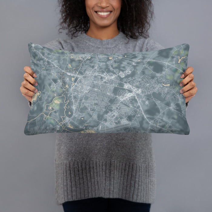 Person holding 20x12 Custom Goldsboro North Carolina Map Throw Pillow in Afternoon