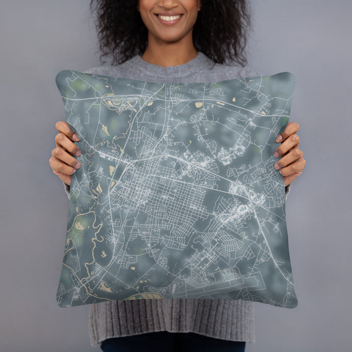Person holding 18x18 Custom Goldsboro North Carolina Map Throw Pillow in Afternoon
