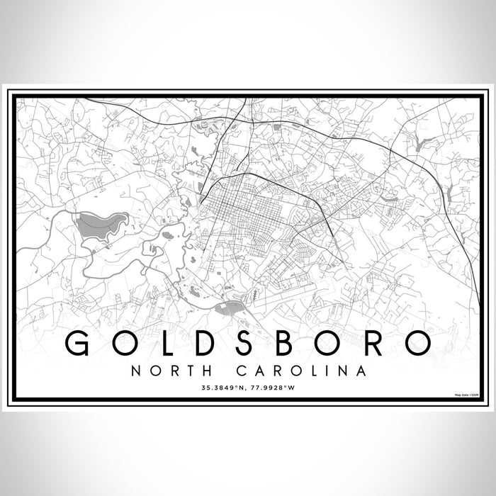 Goldsboro North Carolina Map Print Landscape Orientation in Classic Style With Shaded Background