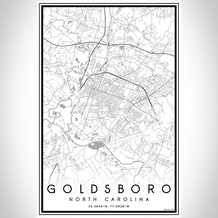 Goldsboro North Carolina Map Print Portrait Orientation in Classic Style With Shaded Background