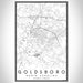 Goldsboro North Carolina Map Print Portrait Orientation in Classic Style With Shaded Background