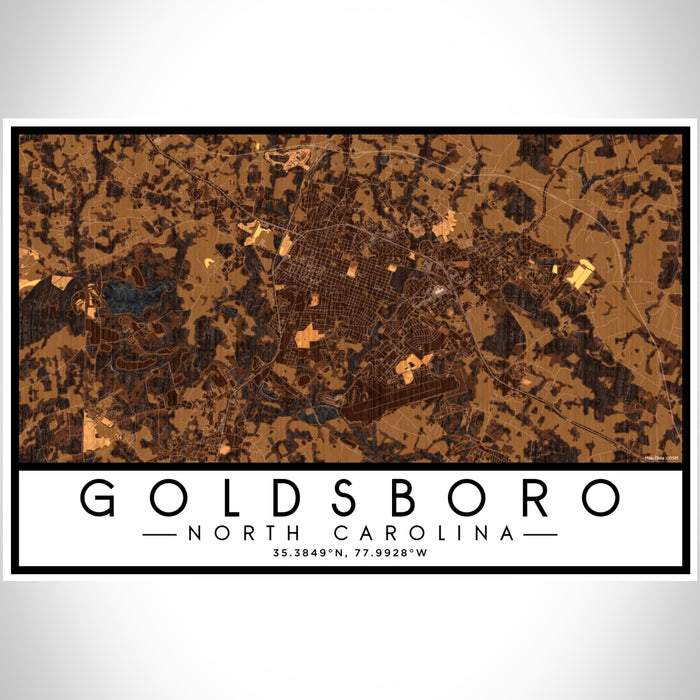 Goldsboro North Carolina Map Print Landscape Orientation in Ember Style With Shaded Background
