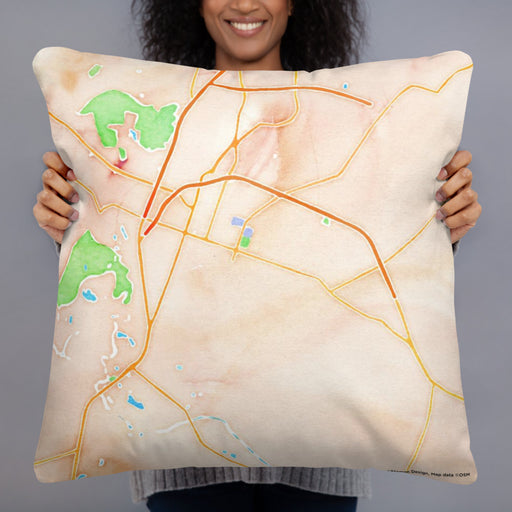 Person holding 22x22 Custom Goldsboro North Carolina Map Throw Pillow in Watercolor