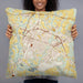 Person holding 22x22 Custom Goldsboro North Carolina Map Throw Pillow in Woodblock