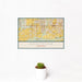 12x18 Goodyear Arizona Map Print Landscape Orientation in Woodblock Style With Small Cactus Plant in White Planter