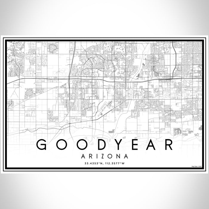 Goodyear Arizona Map Print Landscape Orientation in Classic Style With Shaded Background