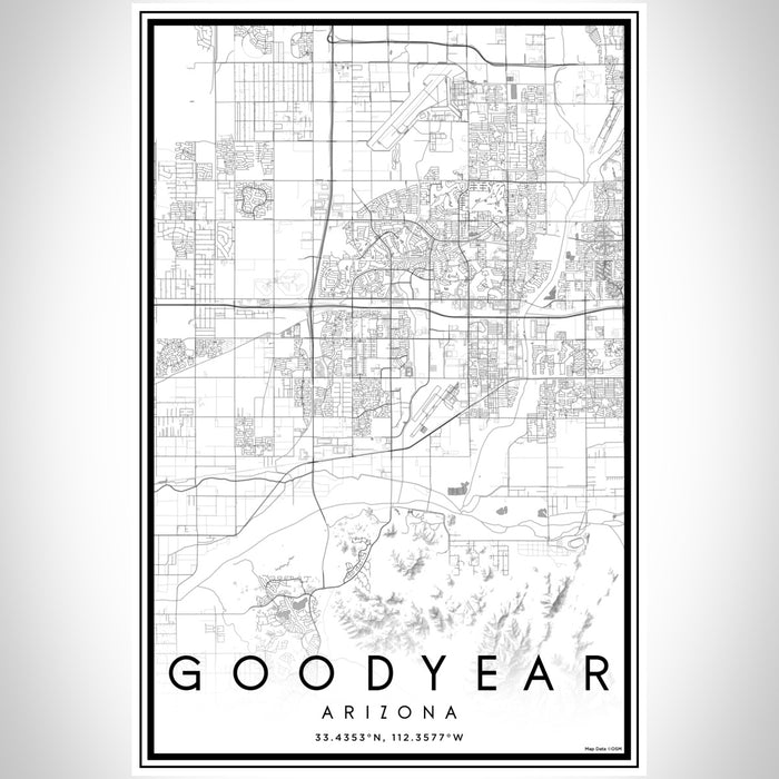 Goodyear Arizona Map Print Portrait Orientation in Classic Style With Shaded Background