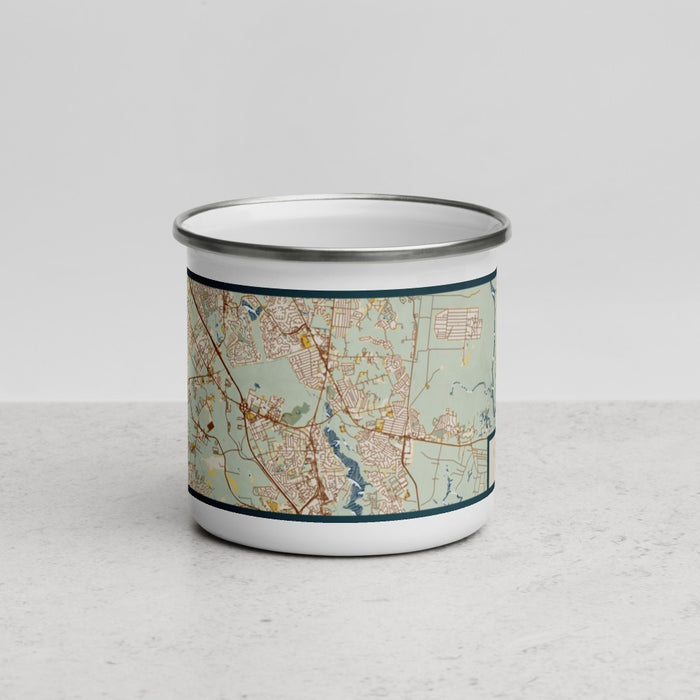 Front View Custom Goose Creek South Carolina Map Enamel Mug in Woodblock