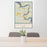 24x36 Granbury Texas Map Print Portrait Orientation in Woodblock Style Behind 2 Chairs Table and Potted Plant