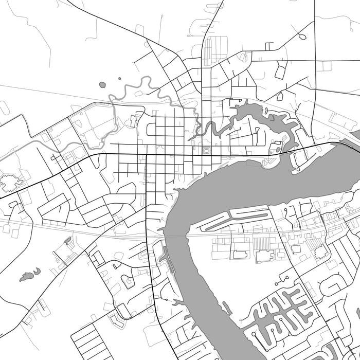 Granbury Texas Map Print in Classic Style Zoomed In Close Up Showing Details