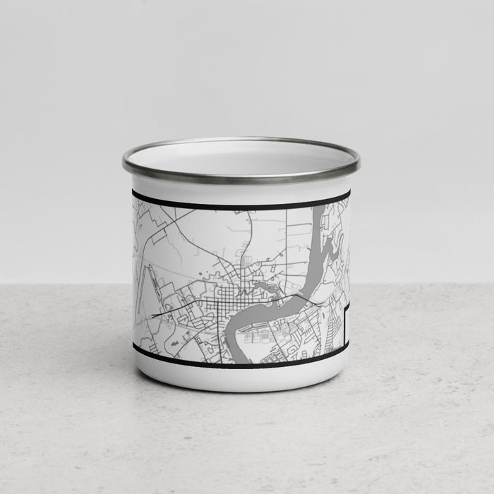 Front View Custom Granbury Texas Map Enamel Mug in Classic