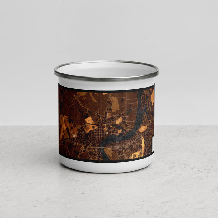 Front View Custom Granbury Texas Map Enamel Mug in Ember