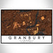 Granbury Texas Map Print Landscape Orientation in Ember Style With Shaded Background