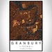 Granbury Texas Map Print Portrait Orientation in Ember Style With Shaded Background
