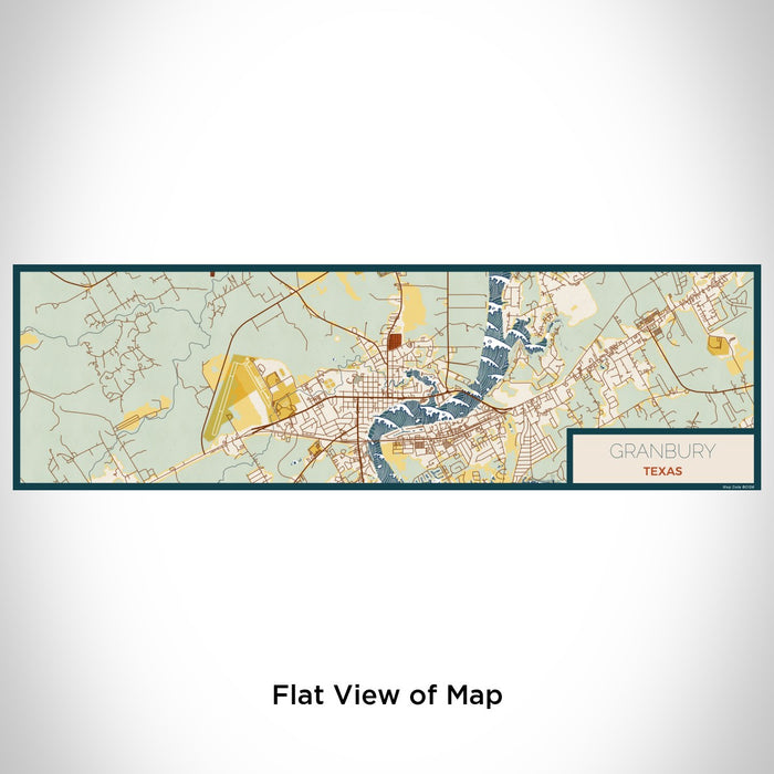 Flat View of Map Custom Granbury Texas Map Enamel Mug in Woodblock