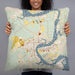 Person holding 22x22 Custom Granbury Texas Map Throw Pillow in Woodblock